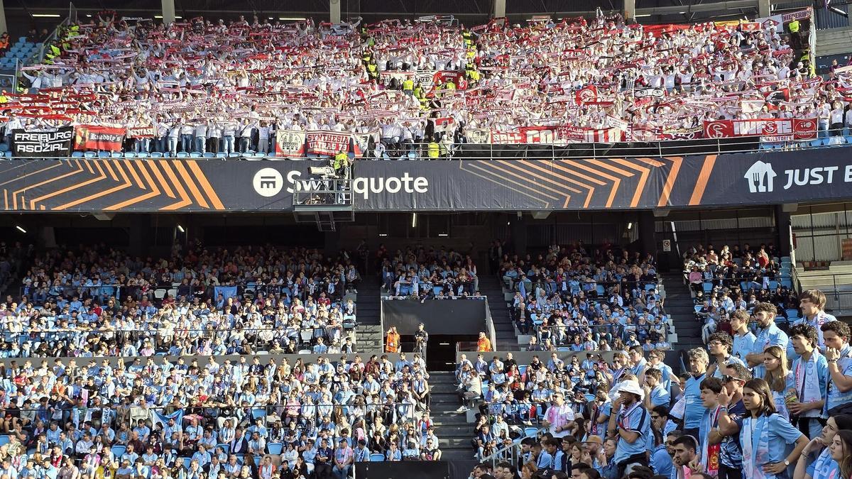 La afición del Friburgo se rinde al «aura» de Balaídos y Vigo: «Estuve en muchos estadios y esto es una experiencia 10/10 »