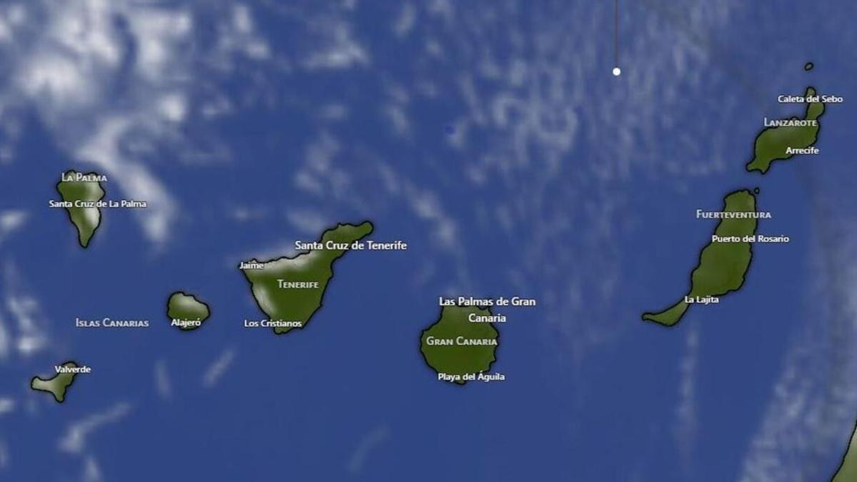 Cielos casi despejados en Canarias a las 14.00 horas del martes 19 de mayo de 2026