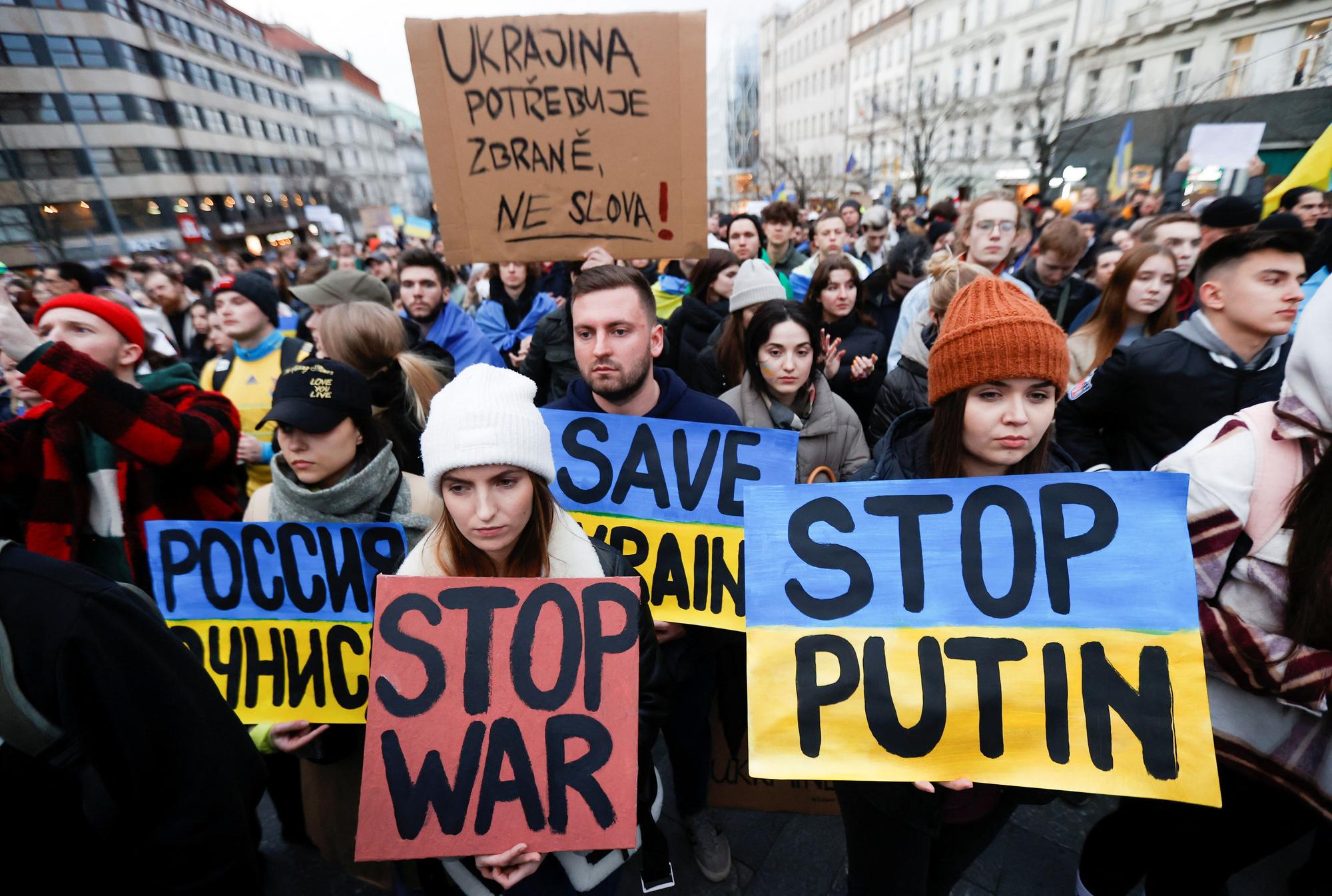 Protest in support of Ukraine, in Prague