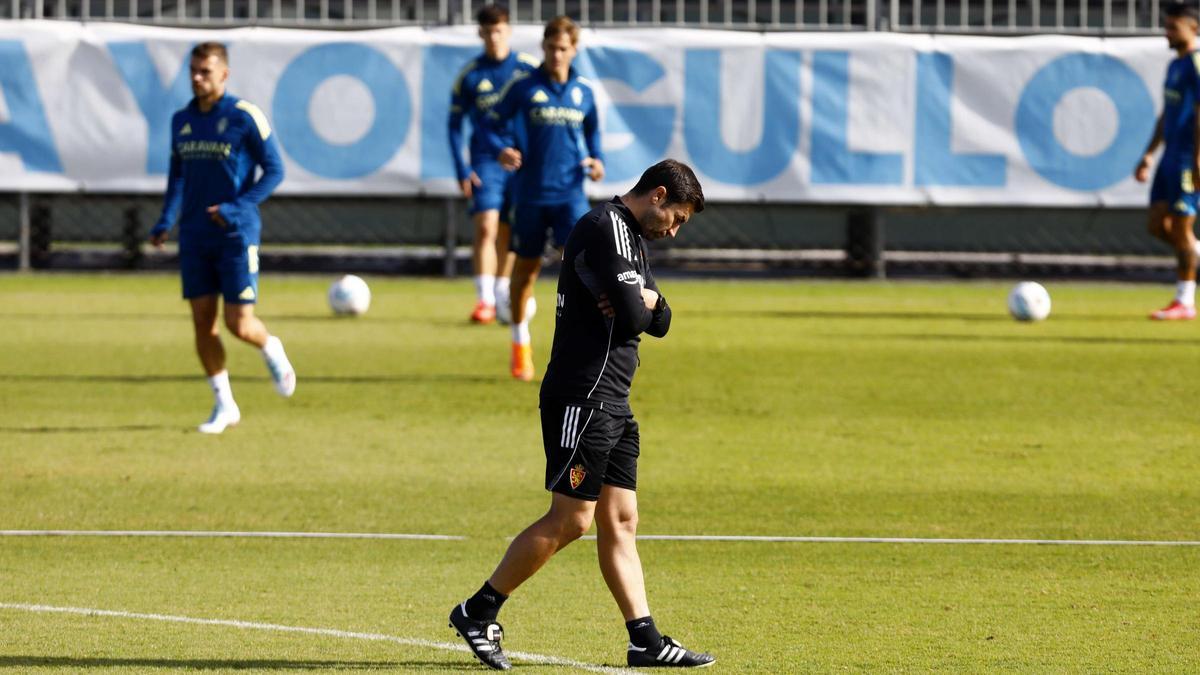 Gabi, pensativo en un entrenamiento en la Ciudad Deportiva.