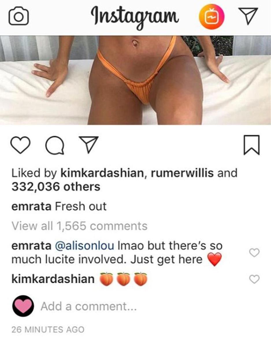 Kim Kardashian comenta la fotografía de Emily Ratajkowski