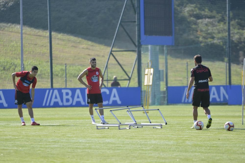 Sesión del Dépor antes de medirse al Sporting