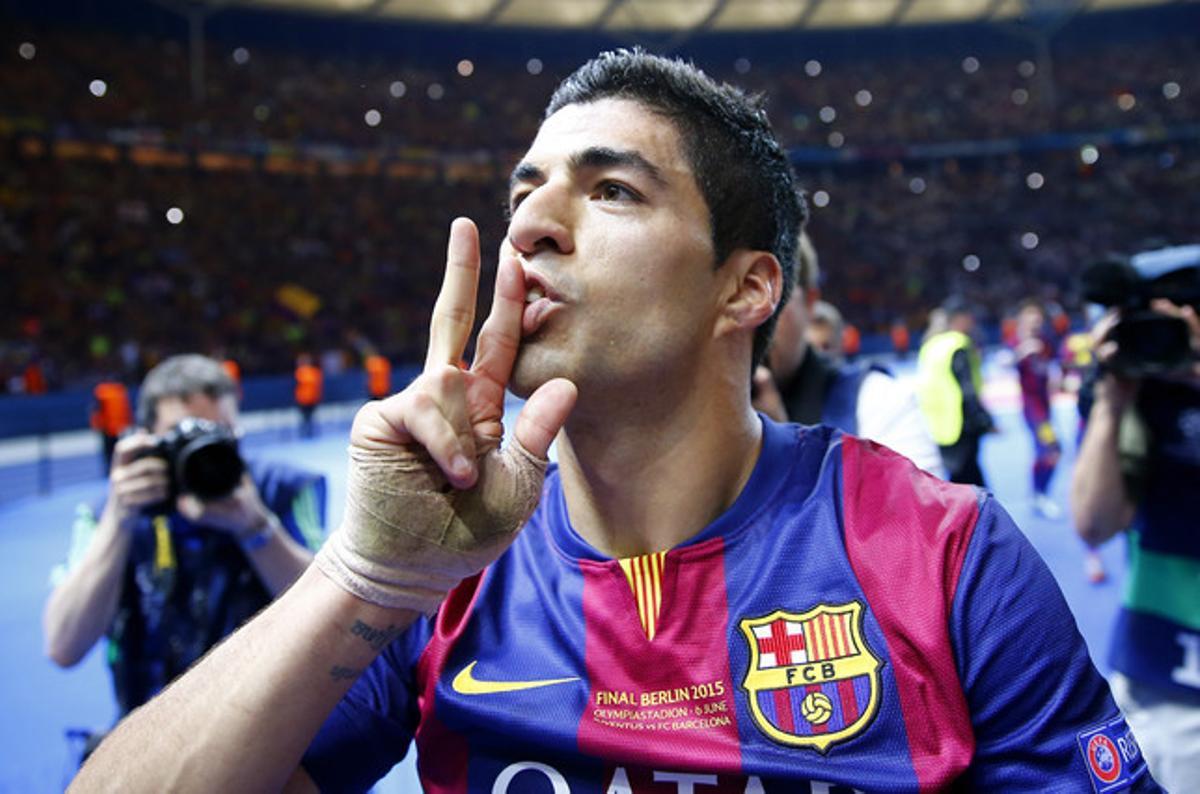 Suárez celebra el seu gol a la final de la Champions.