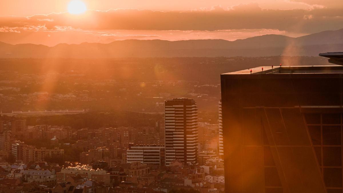 Atardecer desde la Torre Realia The Icon, lugar escogido para la presentación del Open House Madrid 2023.
