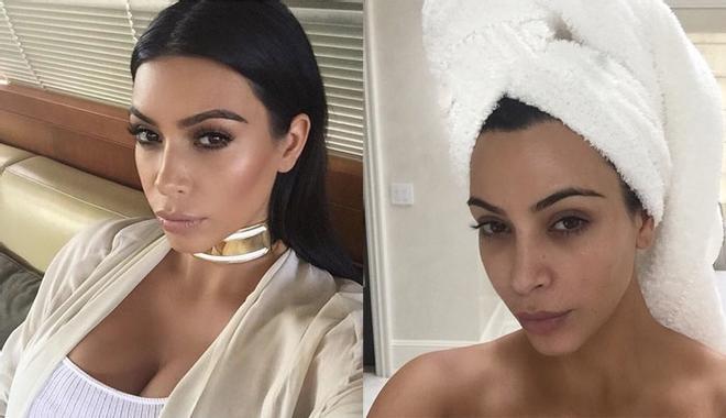¿Con o sin maquillaje? Kim Kardashian