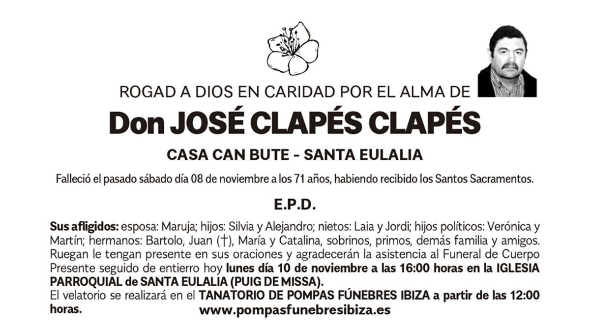 Esquela José Clapés Clapés