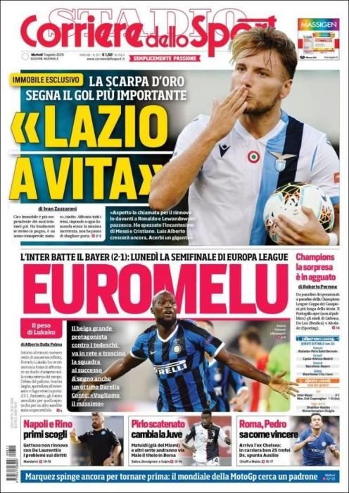 Portada CORRIERE DELLO SPORT martes 11 agosto 2020