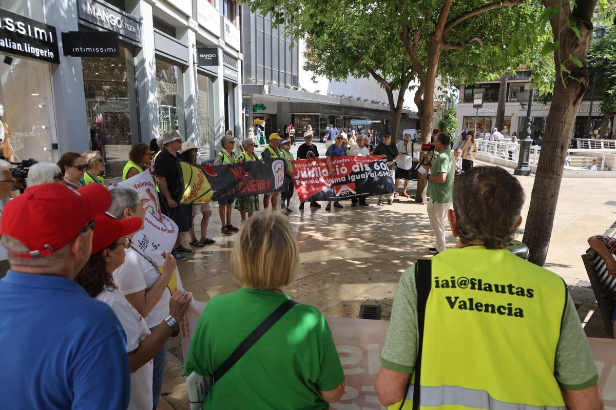 Protestas de pensionistas ayer en València