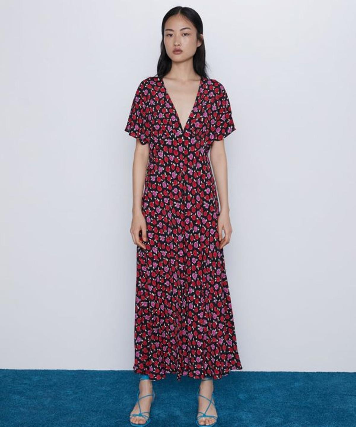 Vestido de estampado de flores, Zara