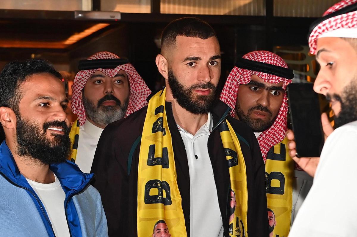 Karim Benzema, en su jegada a Yeda para fichar por el Al-Ittihad de Arabia Saudí.