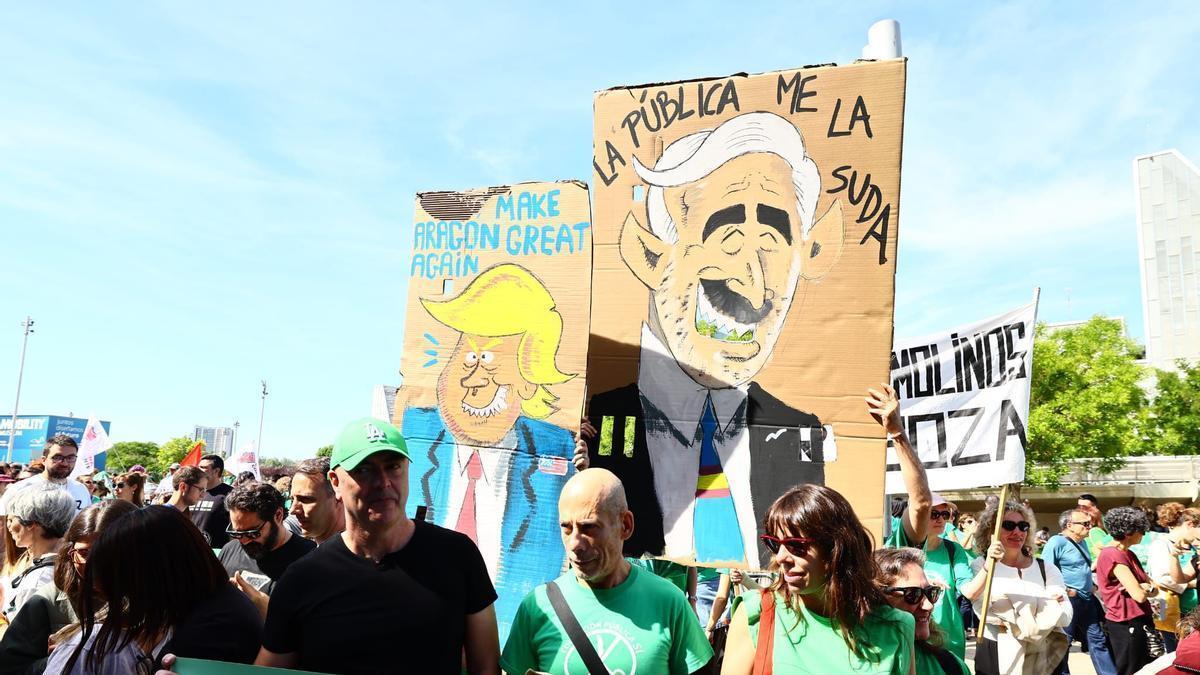 Vídeo | Multitudinaria concentración en apoyo a la huelga por la escuela pública en Aragón