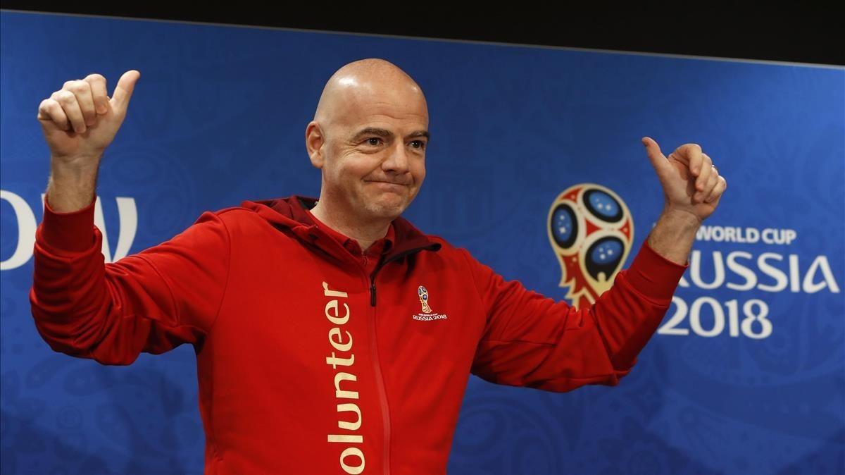 rpaniagua44289646 fifa president gianni infantino gestures during a news confe180713113845 rpaniagua44289646 fifa president gianni infantino gestures during a news confe180713113845