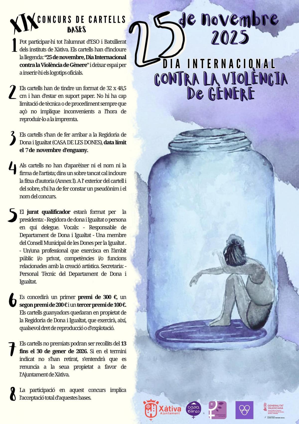 Bases del Concurs de Cartells del 25N en Xàtiva.