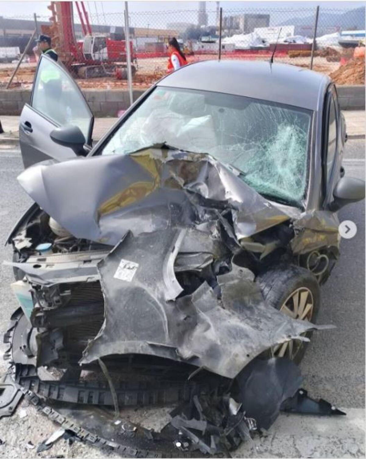 Estado de uno de los vehículos involucrados en el accidente de esta mañana en Ibiza