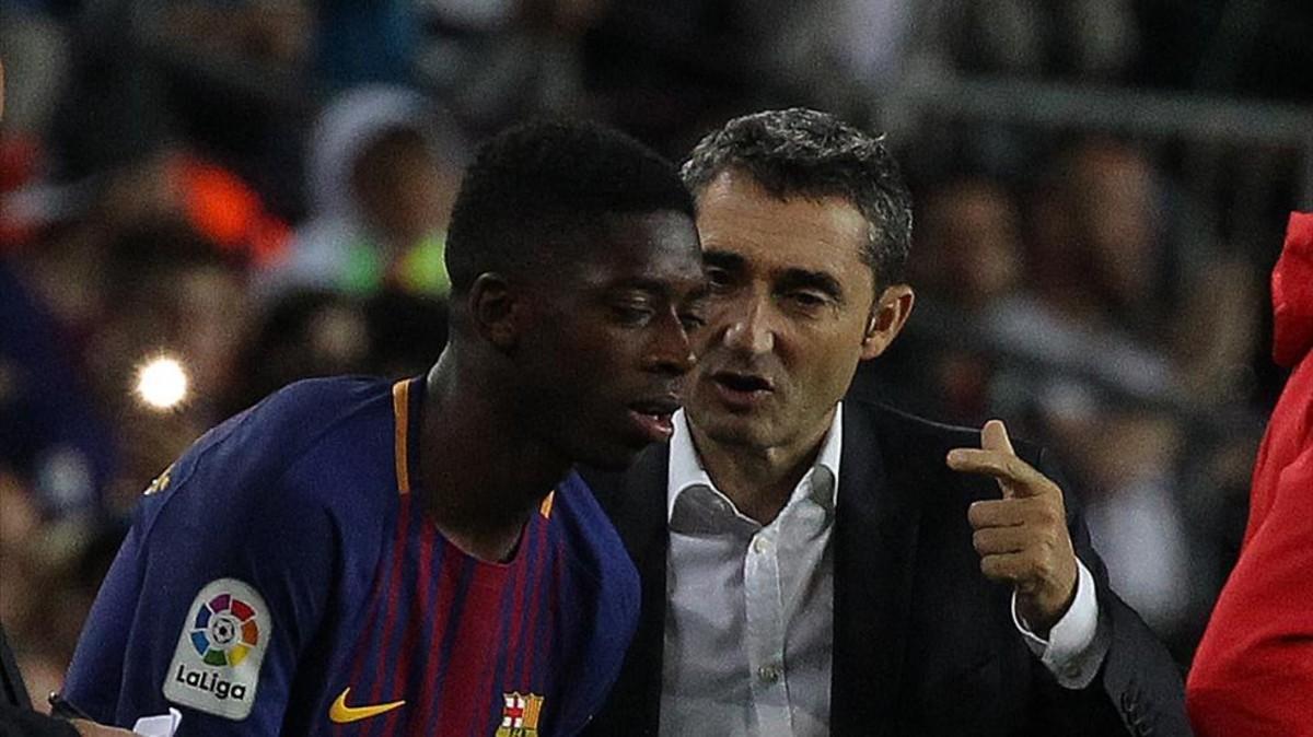 Ernesto Valverde está aleccionando a Dembélé