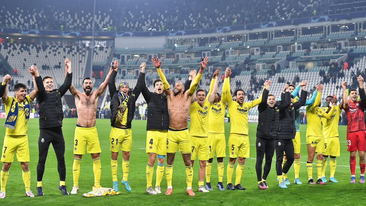 La celebración del Villarreal CF en Turín