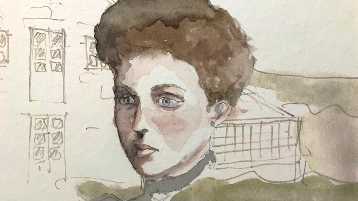 Retrato de Avelina Valladares elaborado por Rosa de Cabanas.