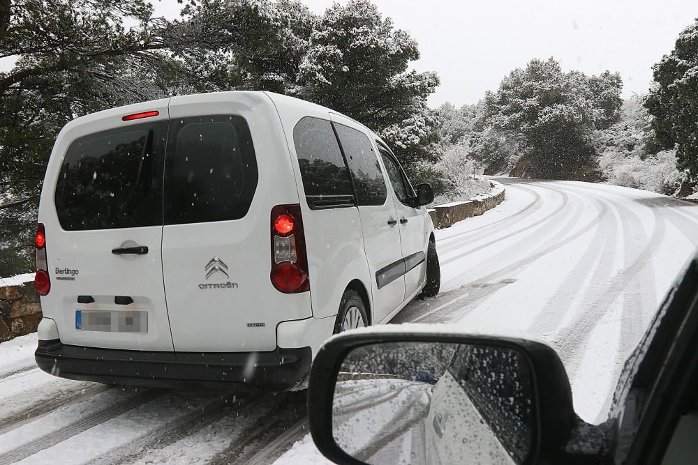 Las primeras nevadas llegan al Puerto del León, en los Montes de Málaga, que se sitúa a 900 metros de altura