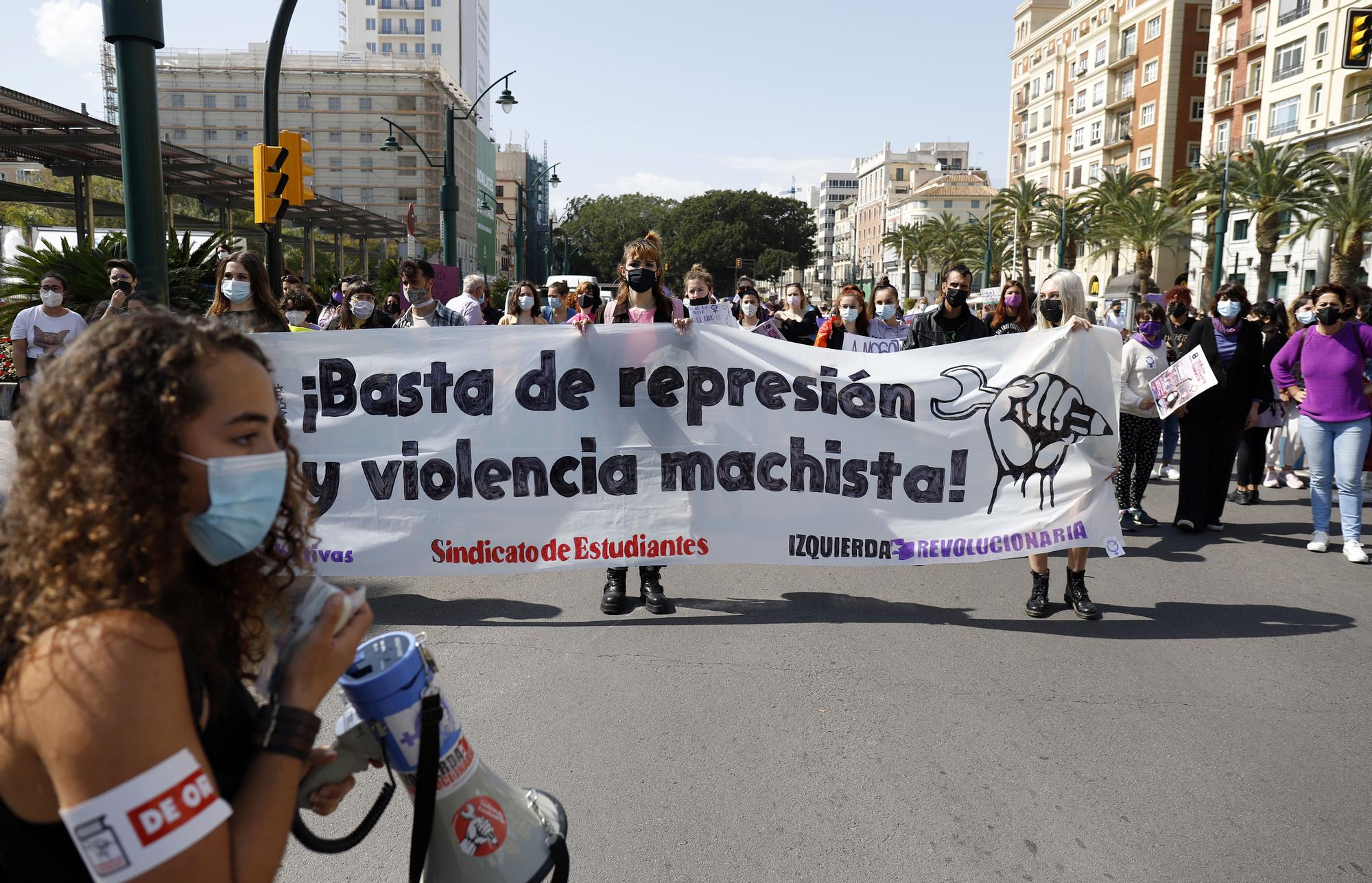 Manifestación por el 8M en las calles del Centro de Málaga