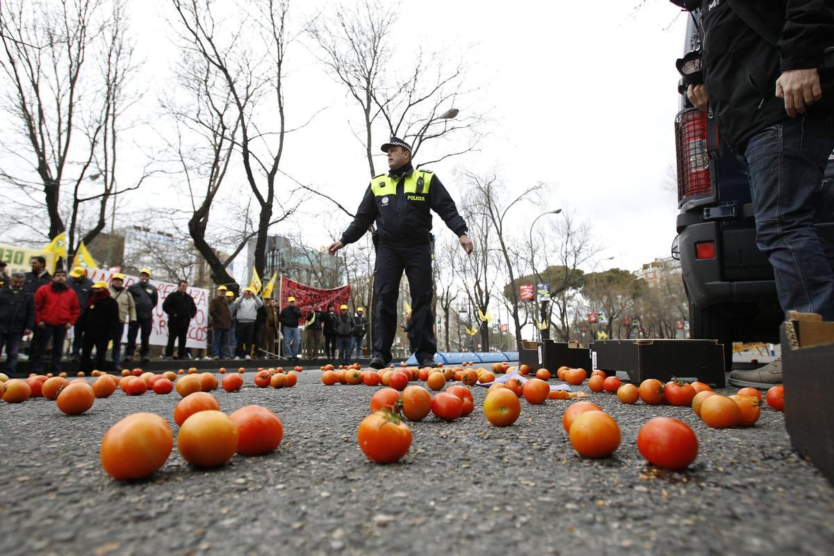 Imagen de archivo de la protesta de los agricultores españoles en 2012, contra del acuerdo de asociación entre la Unión Europea y Marruecos.