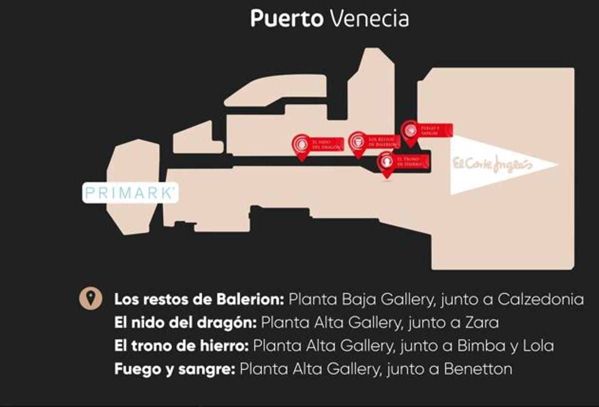 Mapa de Puerto Venecia con las localizaciones de la iniciativa
