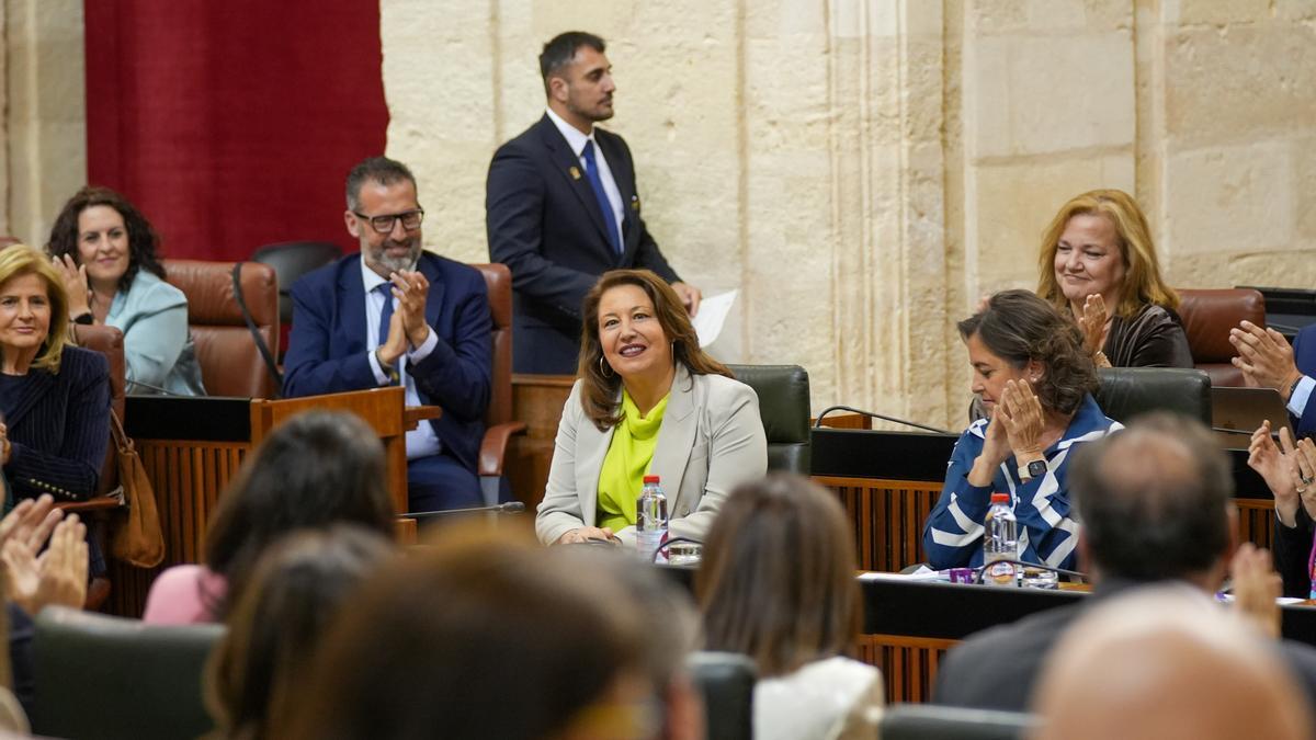 La exconsejera de Agricultura, Carmen Crespo, en la sesión de control.