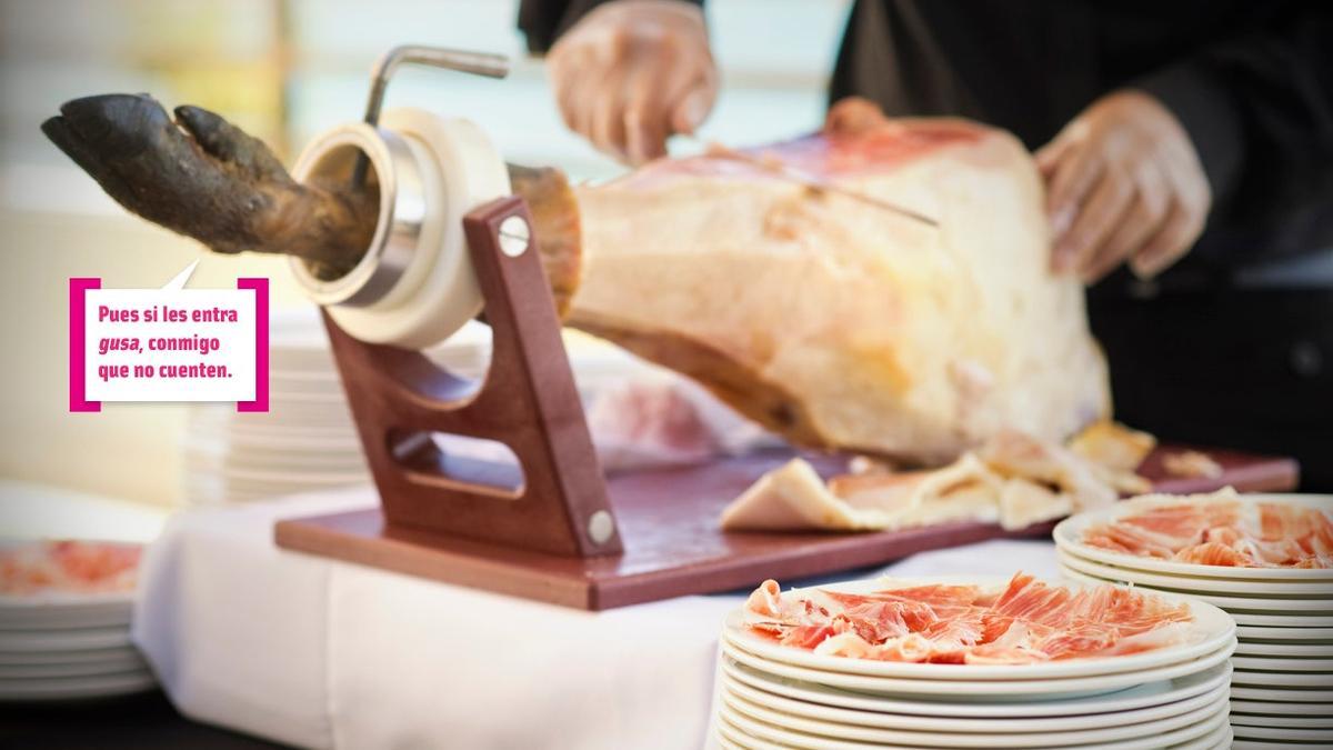 Cortador de jamón en una boda