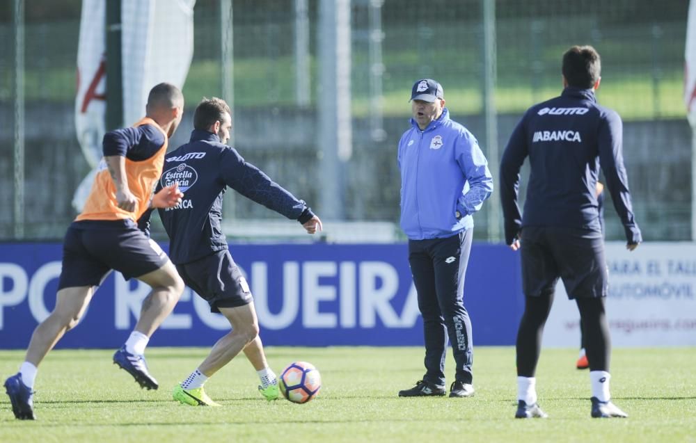 El equipo avanza en la preparación de la visita del domingo a Mestalla con Pedro Mosquera ya sobre el césped y Sidnei recuperado de su lesión muscular.