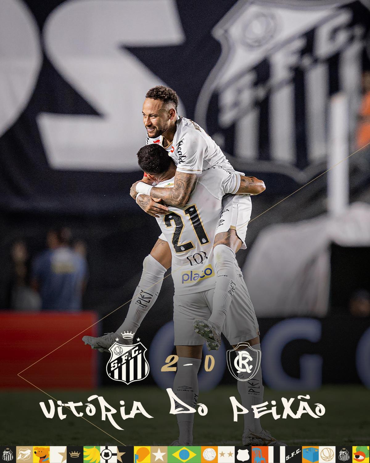 Neymar celebra uno de los goles del Santos ante el Remo.