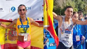 Ibrahim Chakir y Ester Navarrete, campeones de España de maratón en Sevilla.