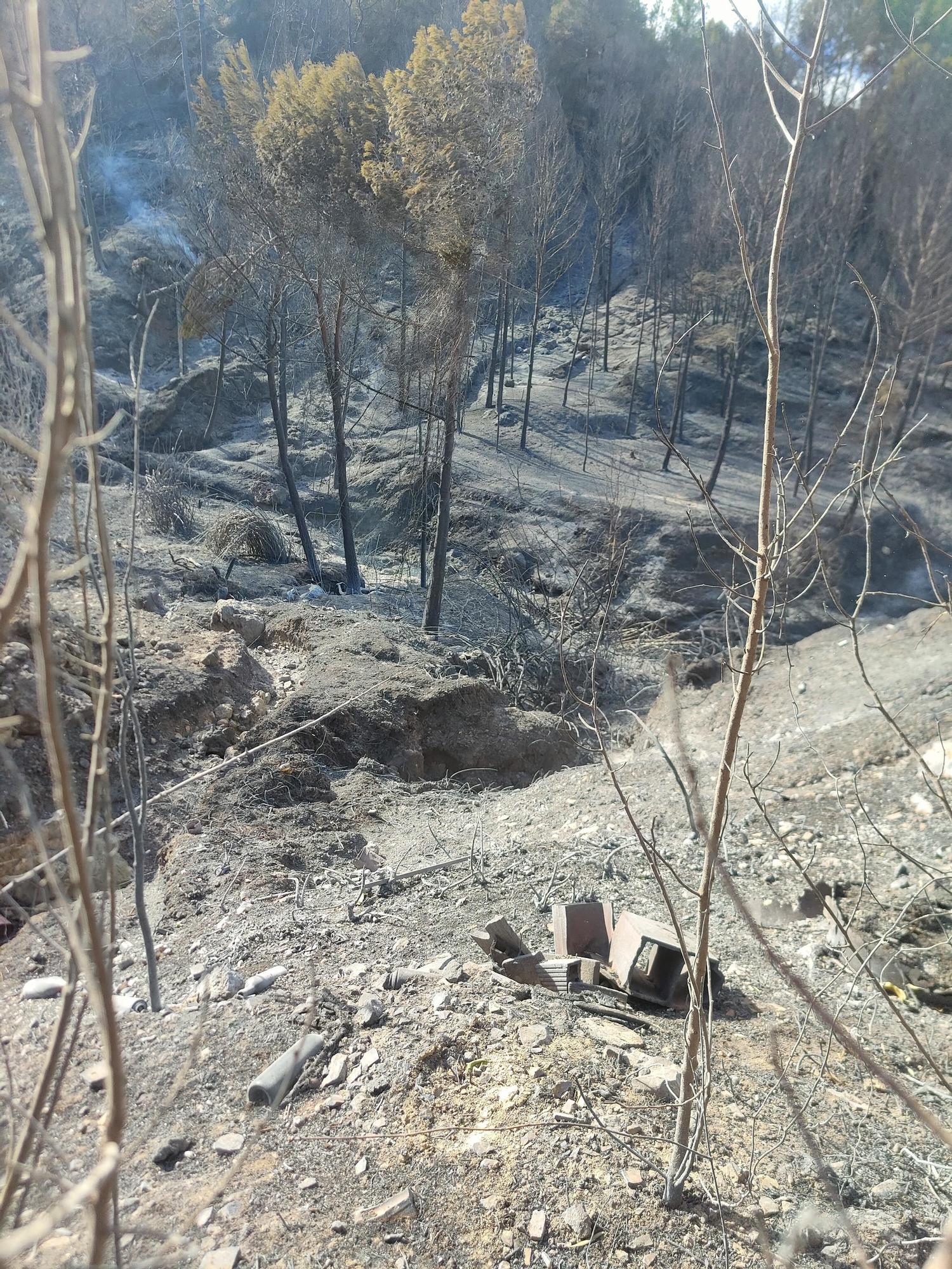 El incendio forestal arrasa con la sierra natural de Terrateig