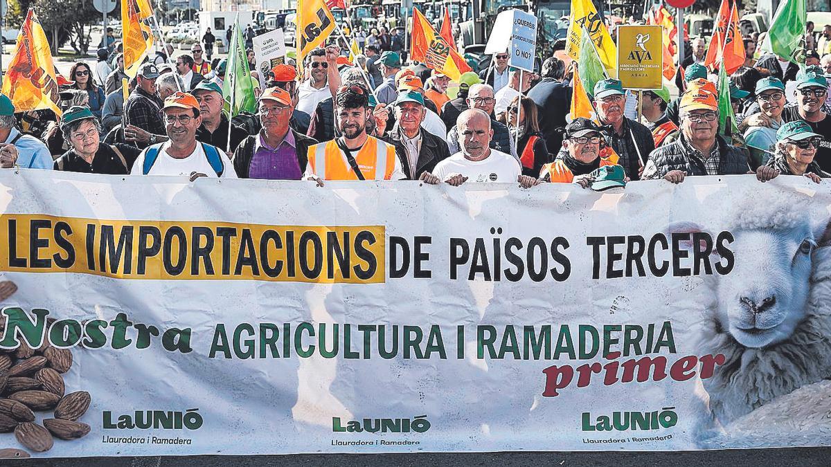 Manifestación de agricultores contra las importaciones de cítricos de terceros países.