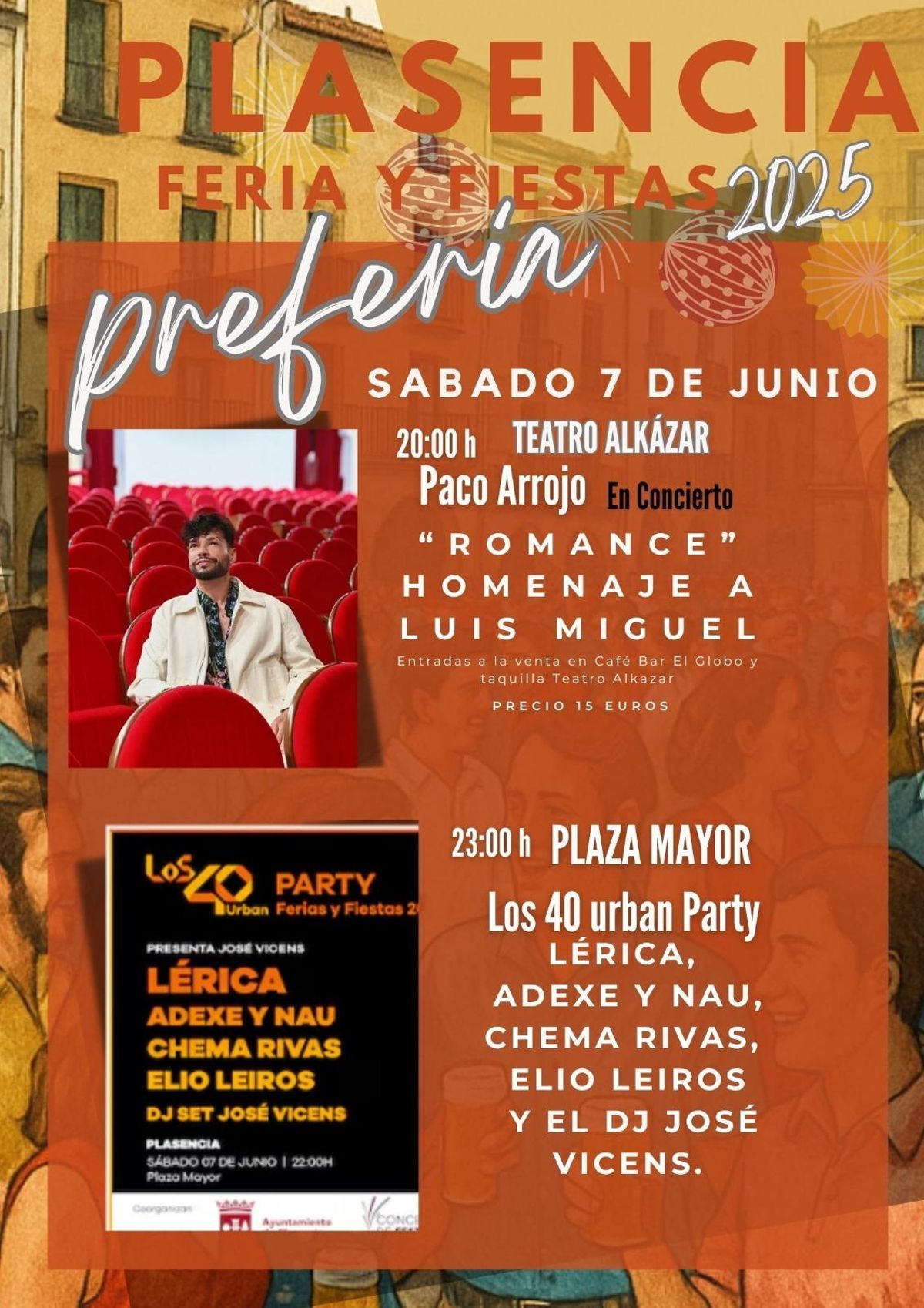 Cartel con las actividades de la preferia de Plasencia.