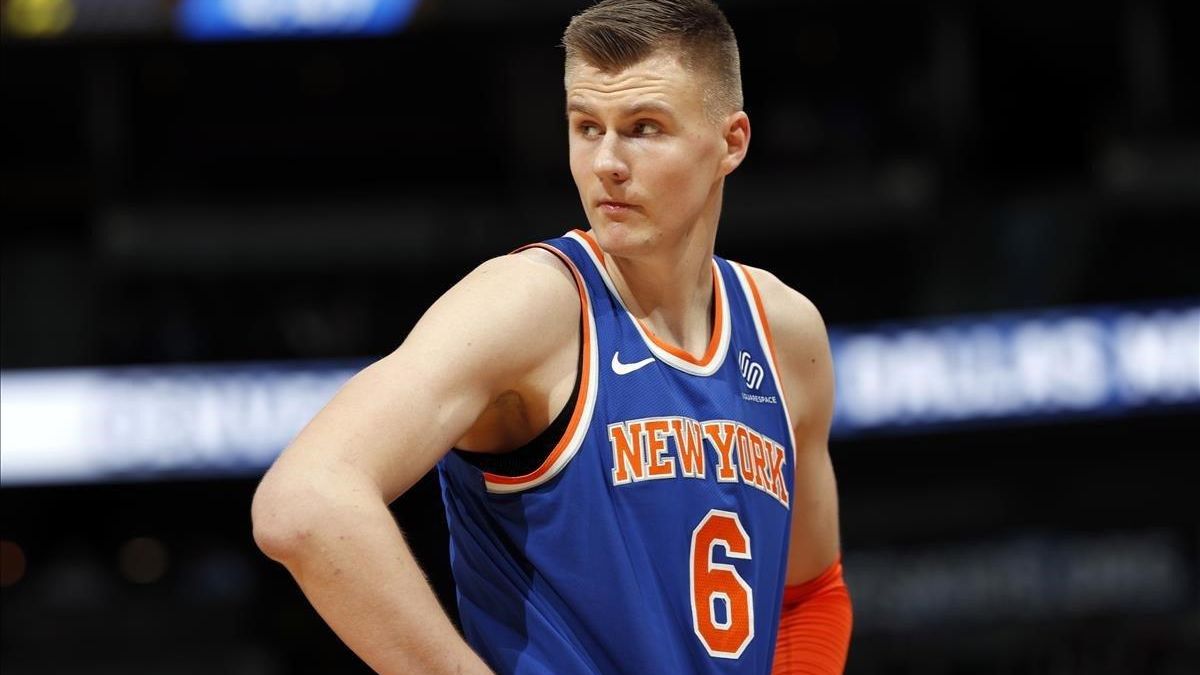 Kirstaps Porzingis, con la camiseta de los Knicks