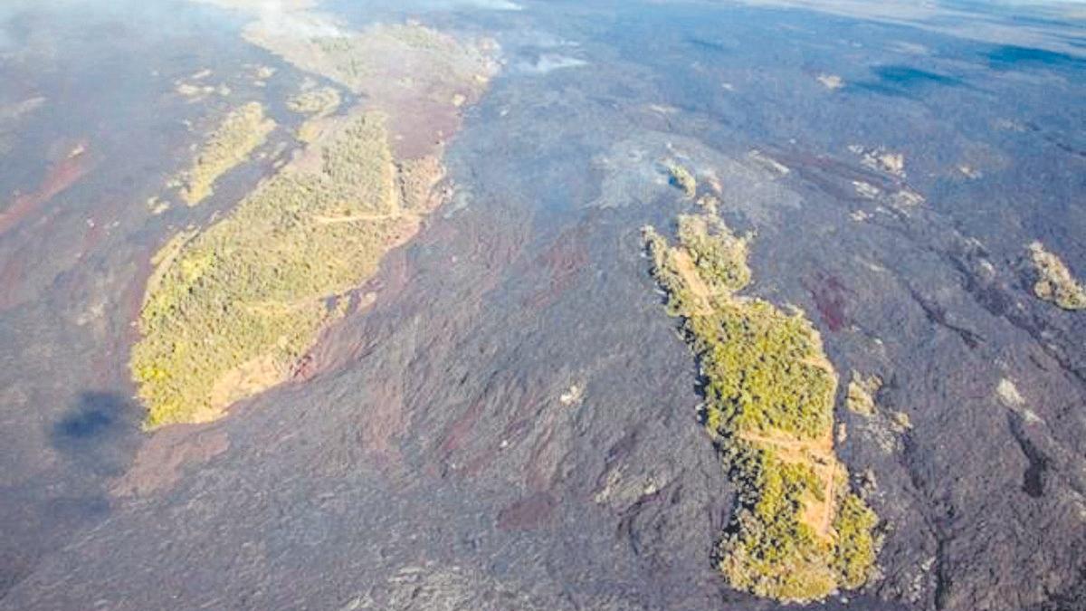 Mapa del recorregut de la lava al volcà de La Palma per satèl·lit