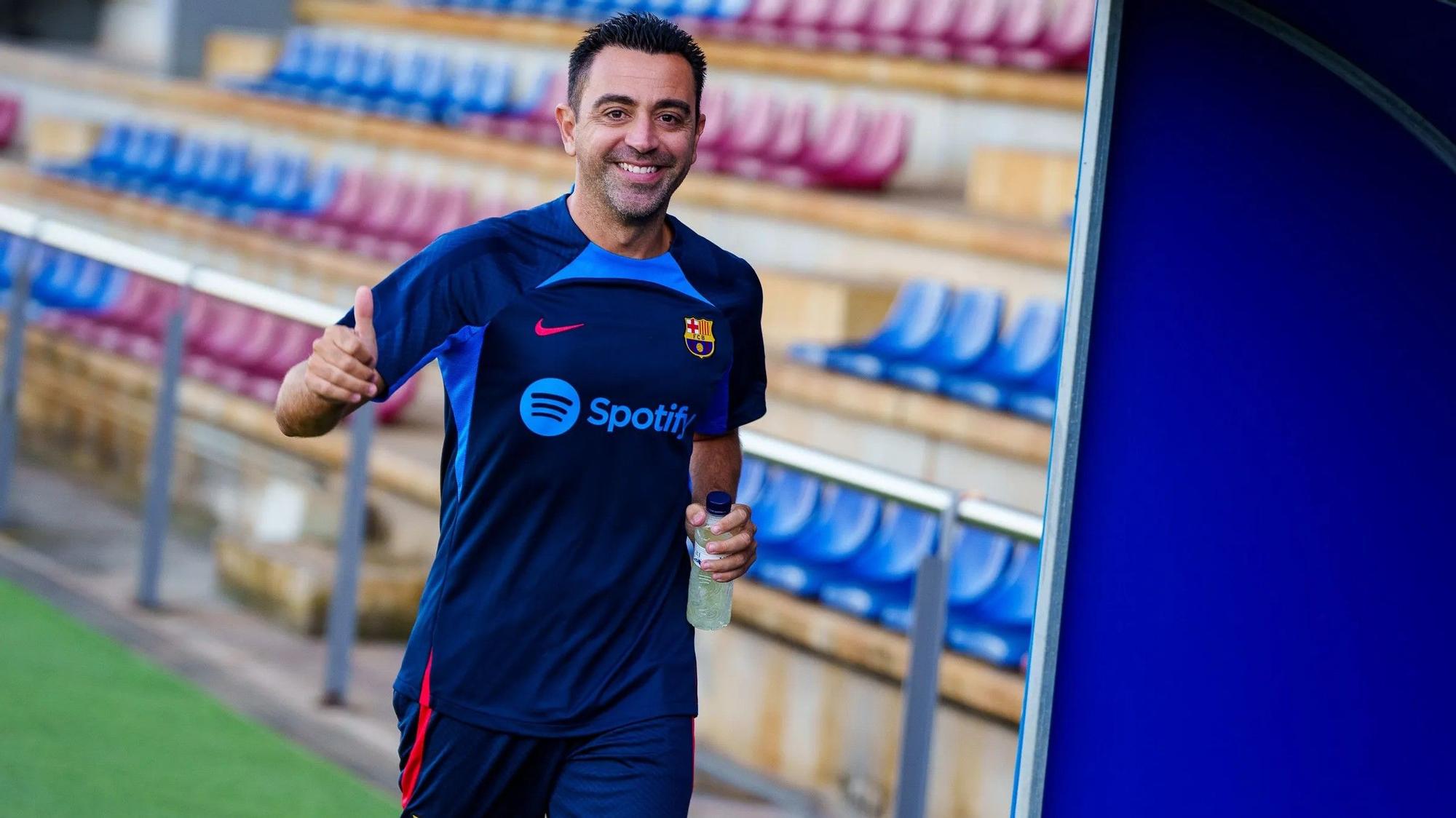 Xavi, en un entrenamiento en la ciudad deportiva del Barça en Sant Joan Despí.