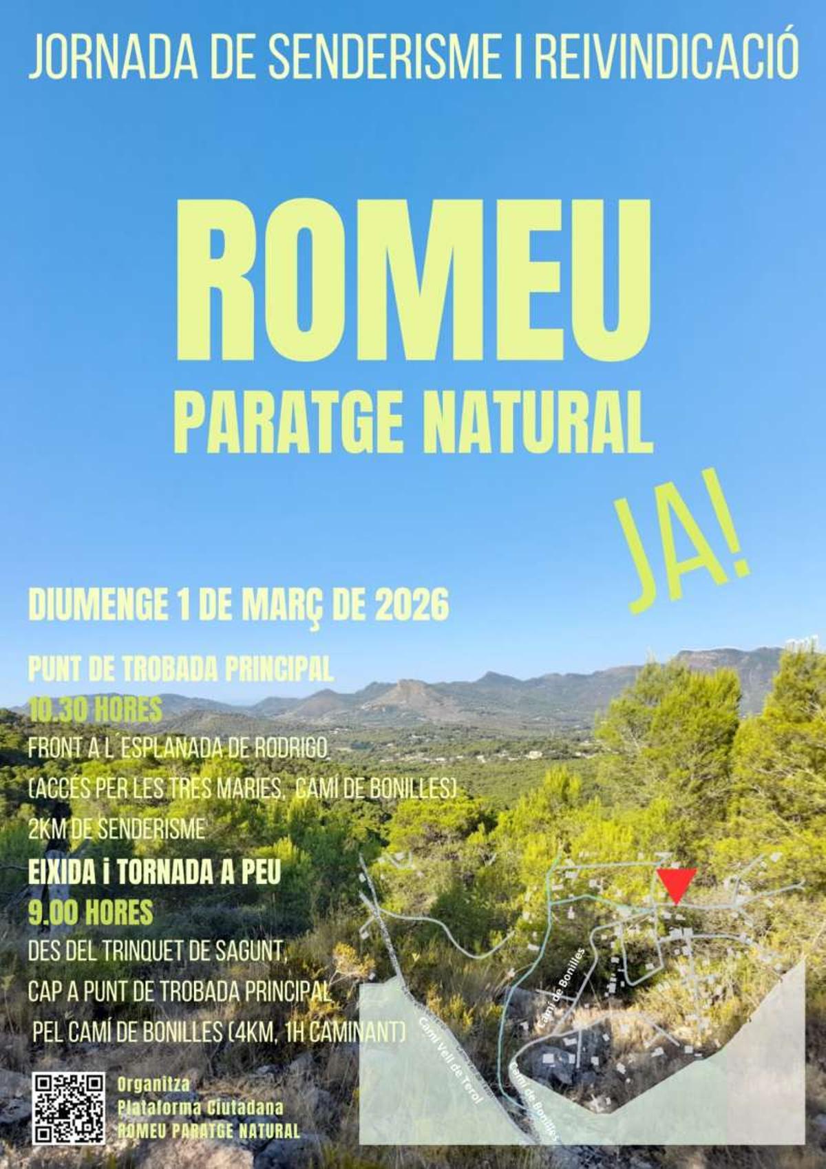 Cartel anunciador de la marcha por la montaña de Romeu.