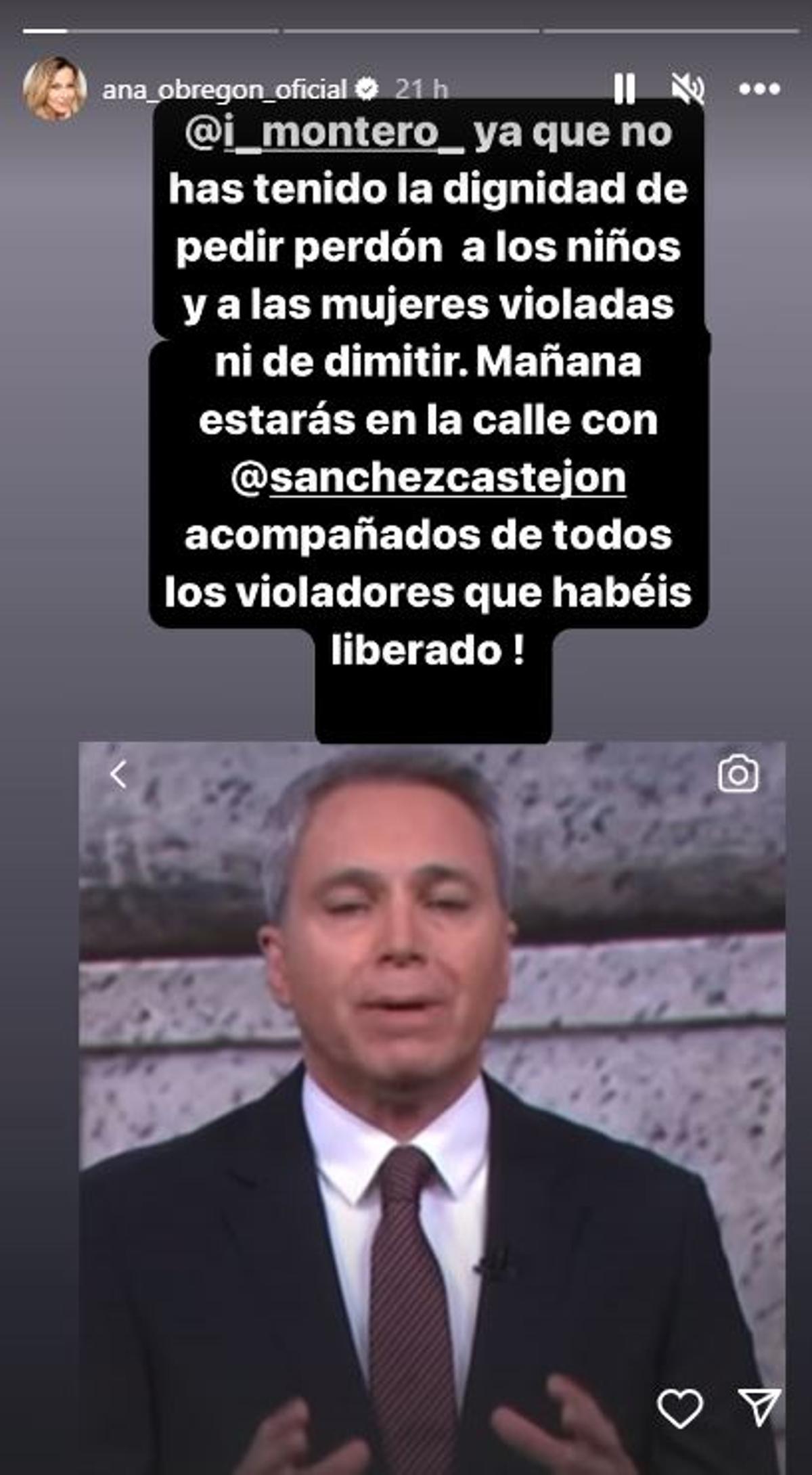 Ana Obregón insulta a Irene Montero en Instagram