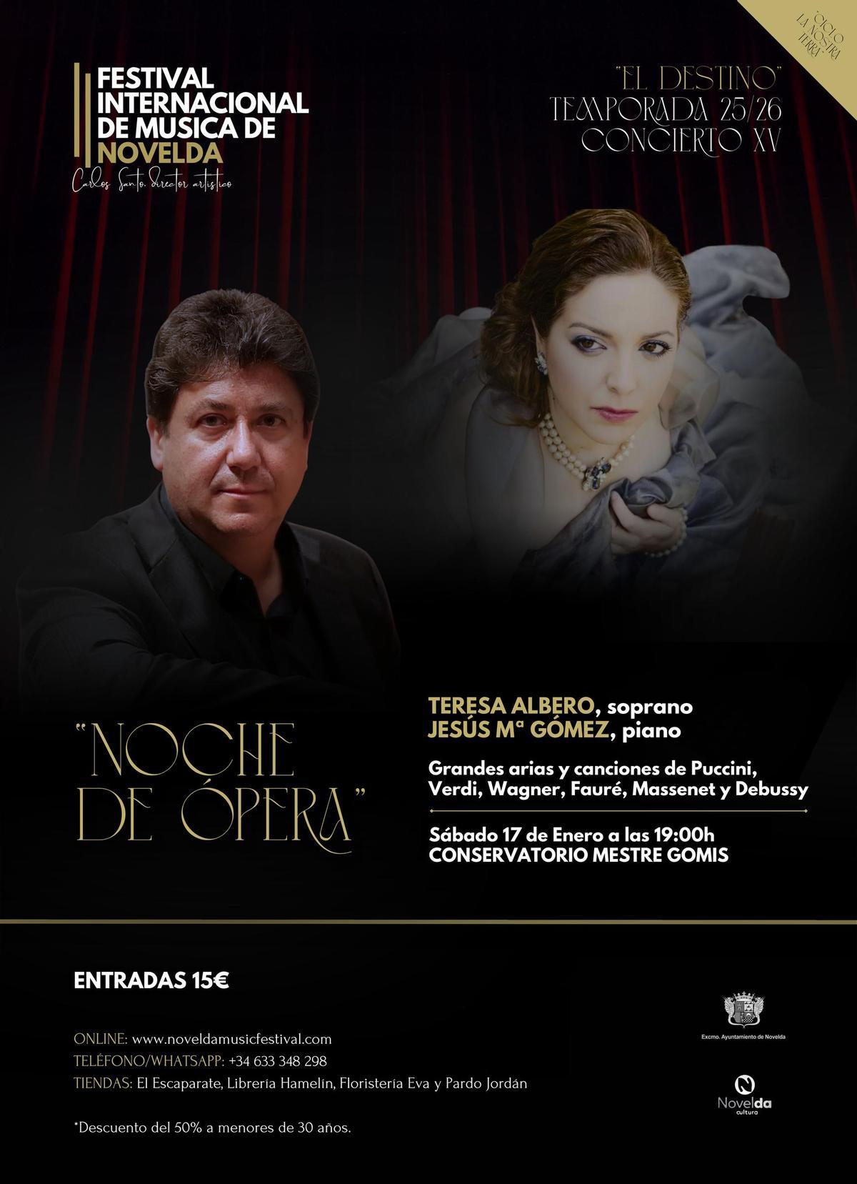 Jesús María Gómez y Teresa Albero realizarán un recital operístico en Novelda