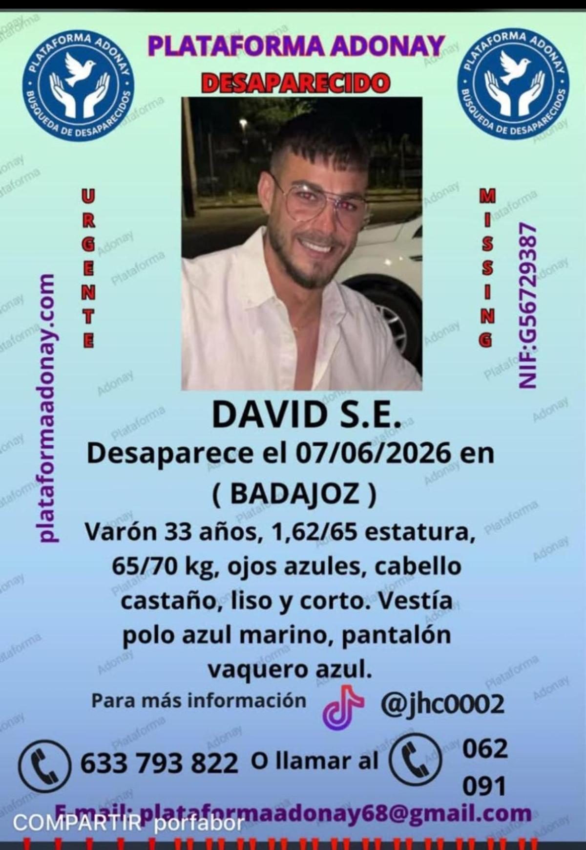 Cartel de búsqueda de David Salazar.