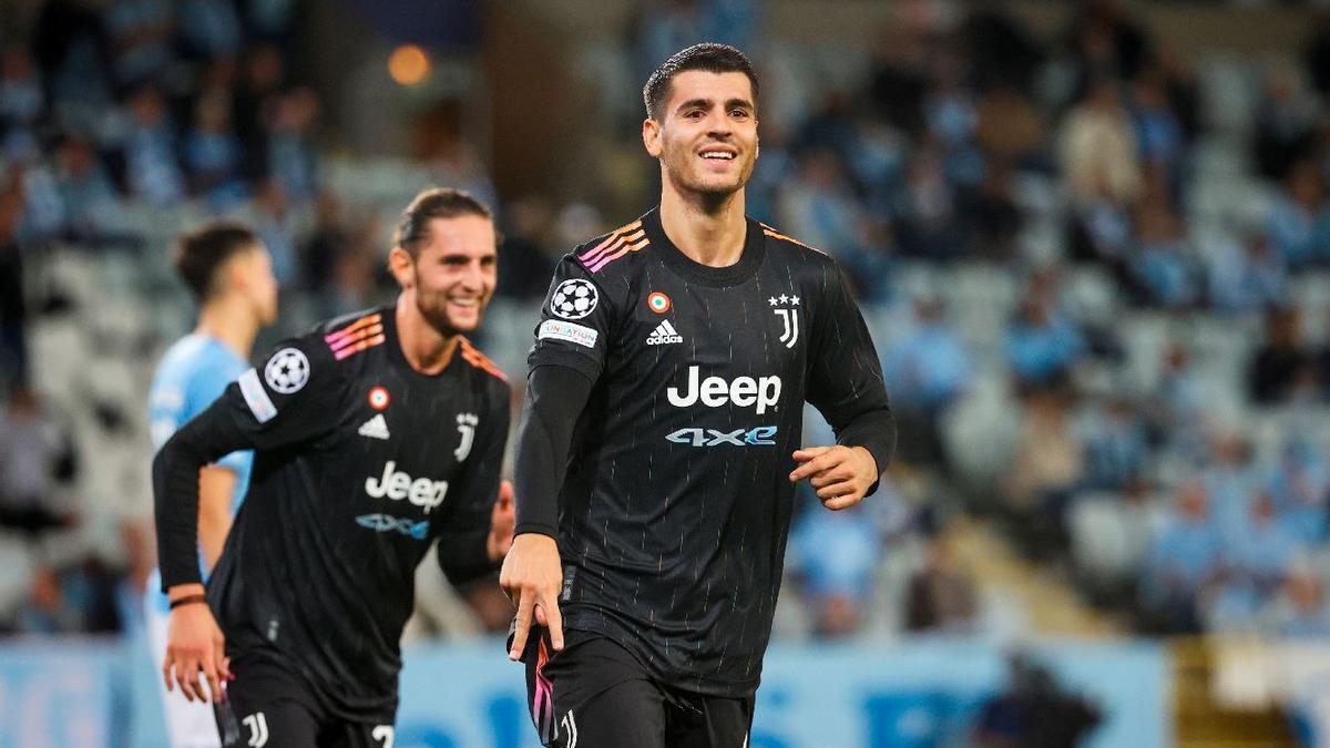 Morata celebra el gol al Malmö