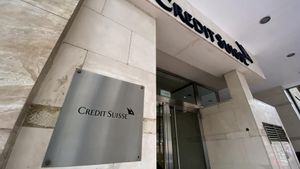 Entrada de la sede de Credit Suisse en Madrid (España), a 29 de enero de 2020.