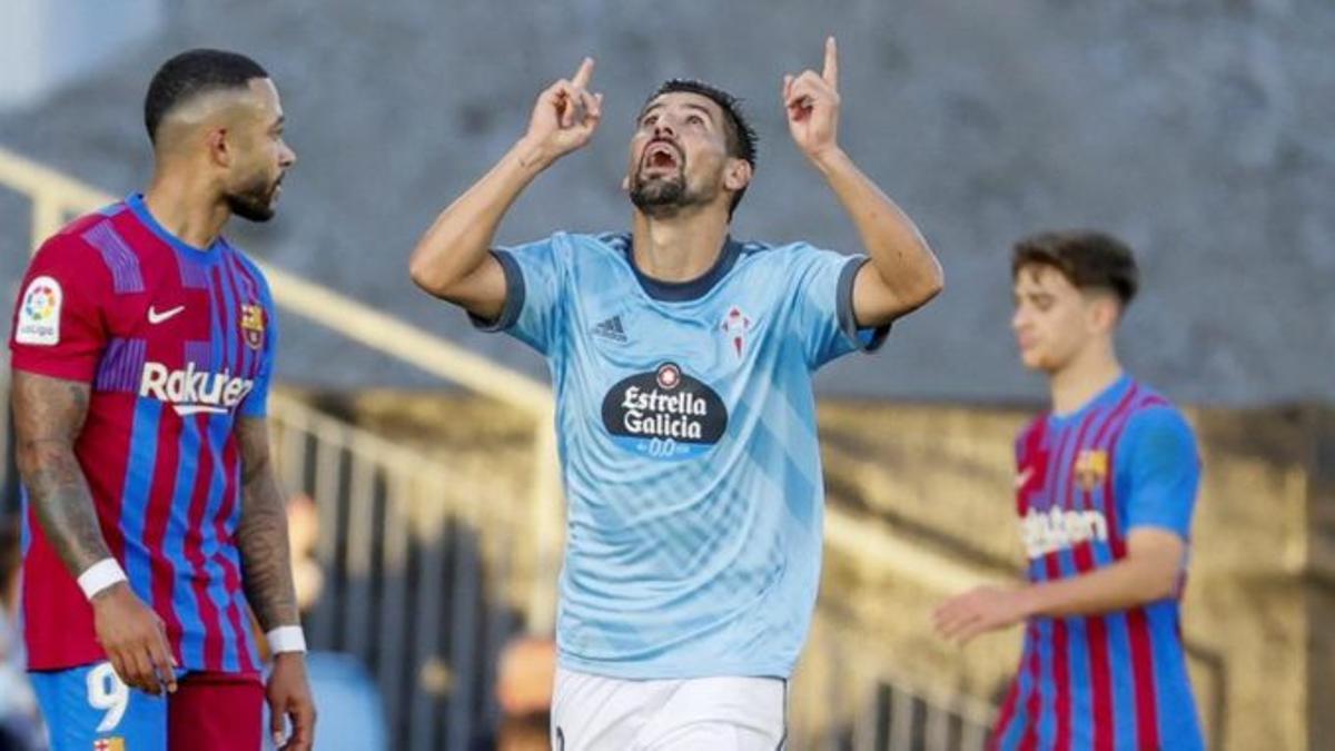 Nolito celebra un gol contra el Barcelona