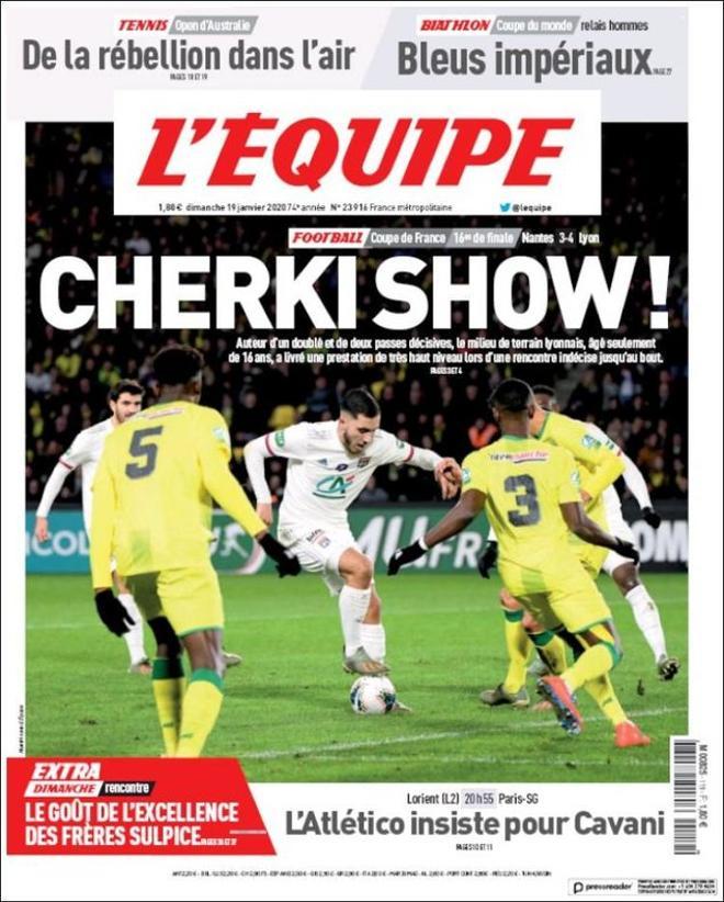 Portada de LEquipe del 19 de enero