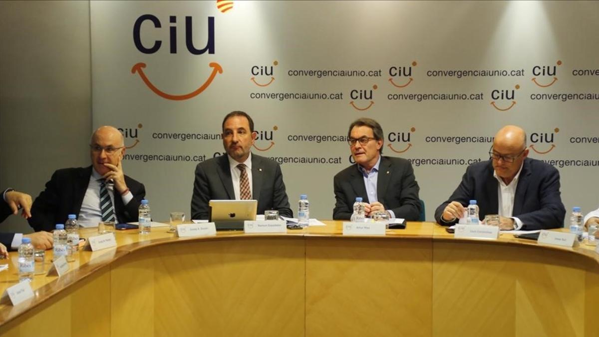 Reunión de la ejecutiva de CiU tras las municipales de mayo del 2015.