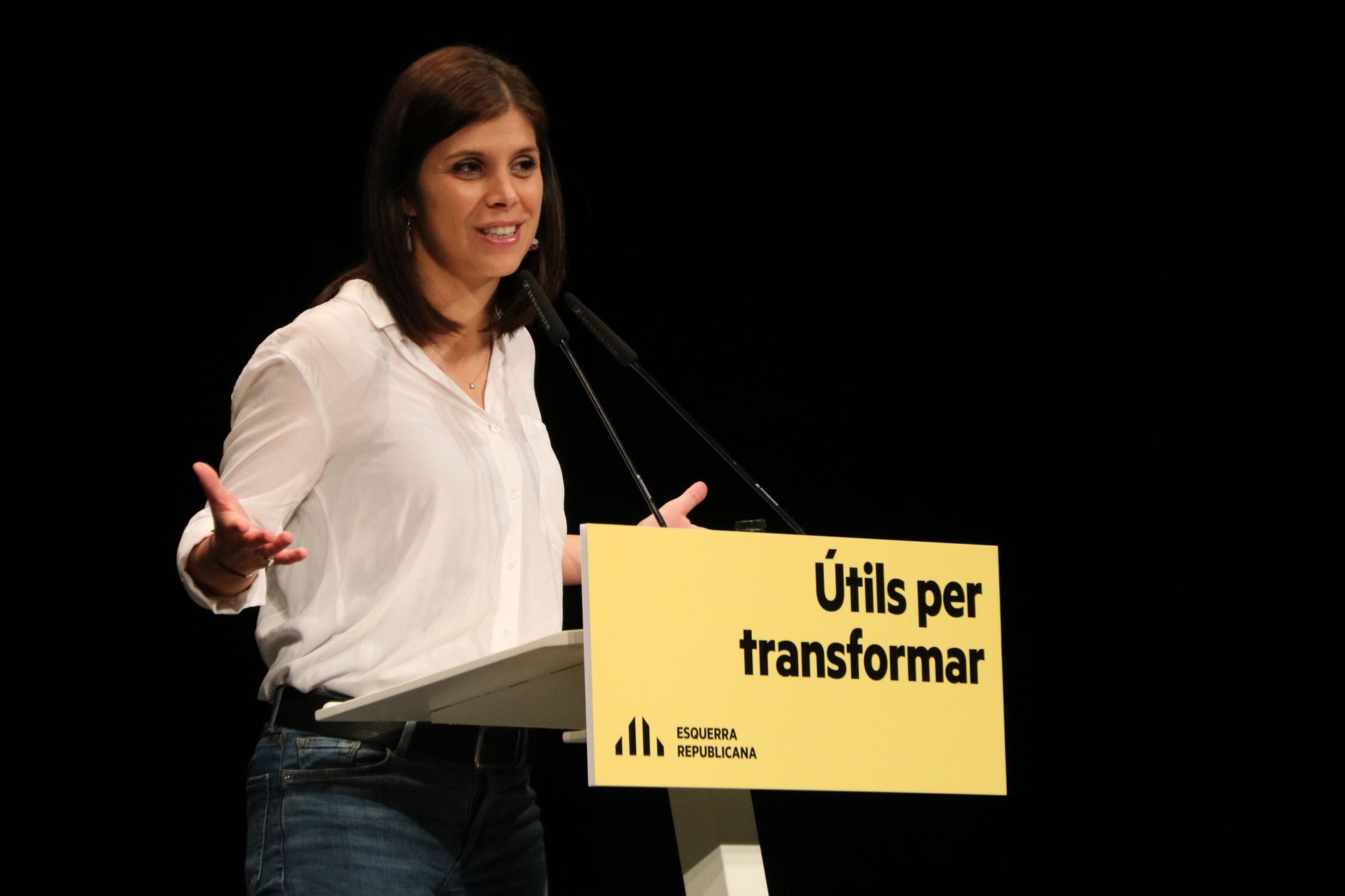 La secretaria general adjunta de ERC, Marta Vilalta, en el acto de este domingo en Vilafranca del Penedès