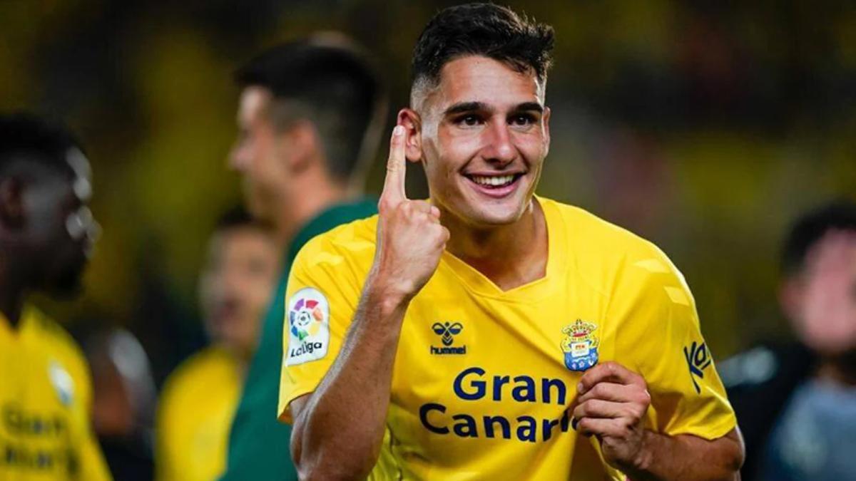 Sergi Cardona, celebrando una victoria con la UD Las Palmas