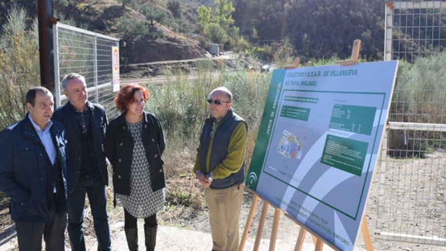 Visita de los responsables municipales y de la Junta a las obras de la EDAR de Tapia.