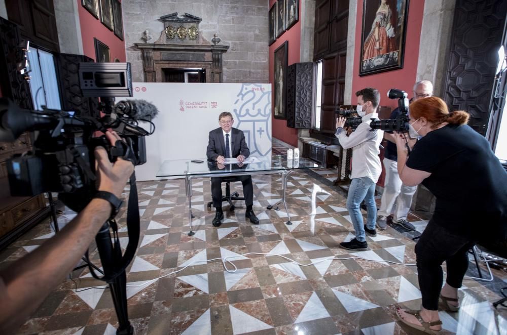 El presidente Ximo Puig en el Encuentro Telemático Levante-EMV/Sabadell