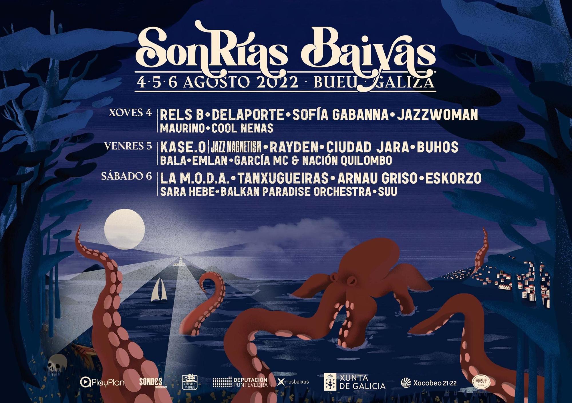 Cartel del festival SonRías Baixas 2022 de Bueu.